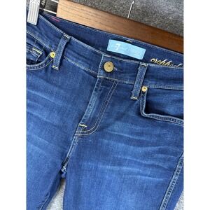 7‎ For All Mankind Blair Cropped Boot Jeans Dark Wash Frayed Hem Women's Size 28
